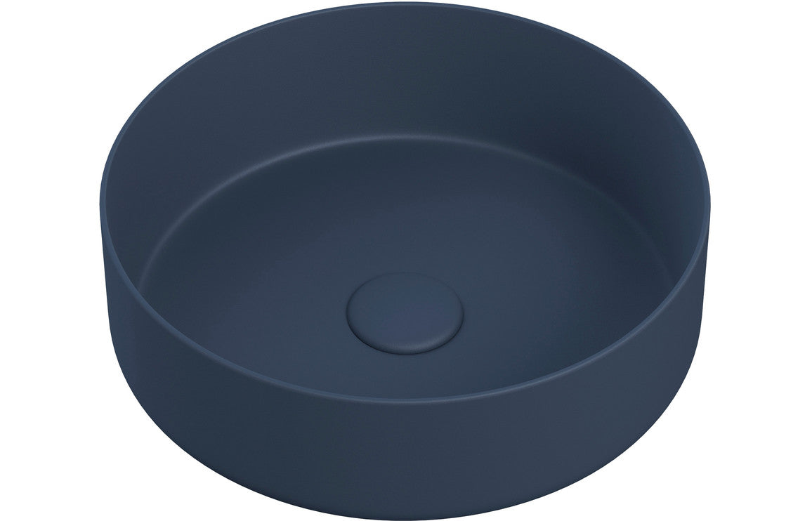 Lennox 355mm Ceramic Round Washbowl & Waste - Matt Deep Blue-Basins-DIPB0066-