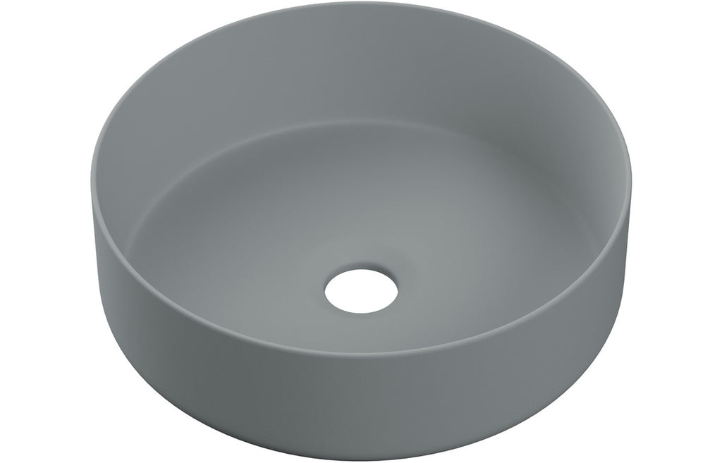 Lennox 355mm Ceramic Round Washbowl & Waste - Matt Grey-Basins-DIPB0062-