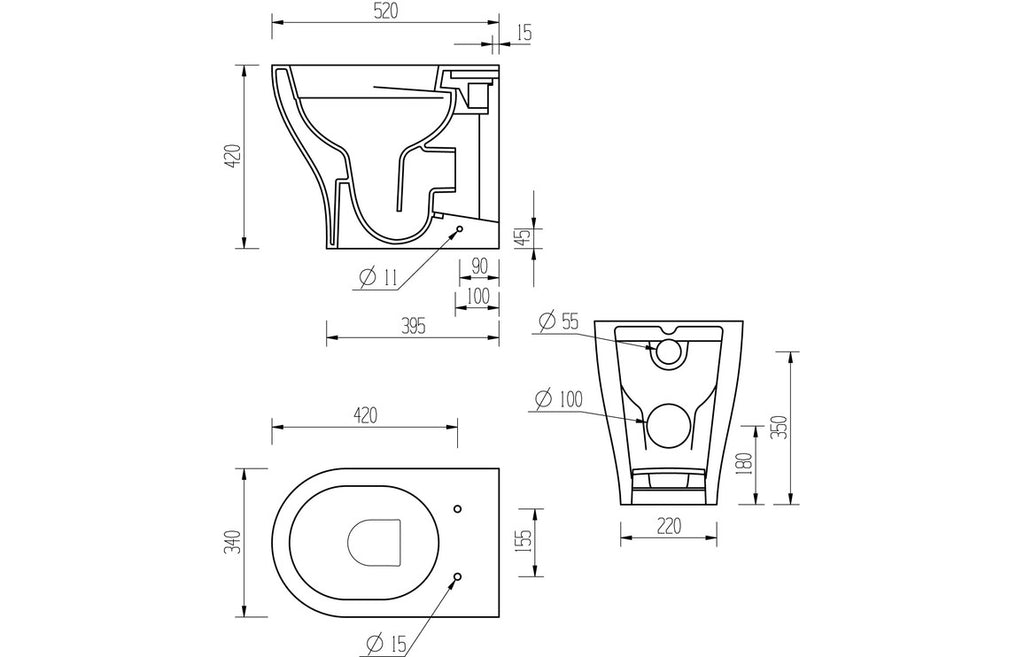 Lilibet Rimless Back To Wall WC & Soft Close Seat-Toilets-DIPTP0290-