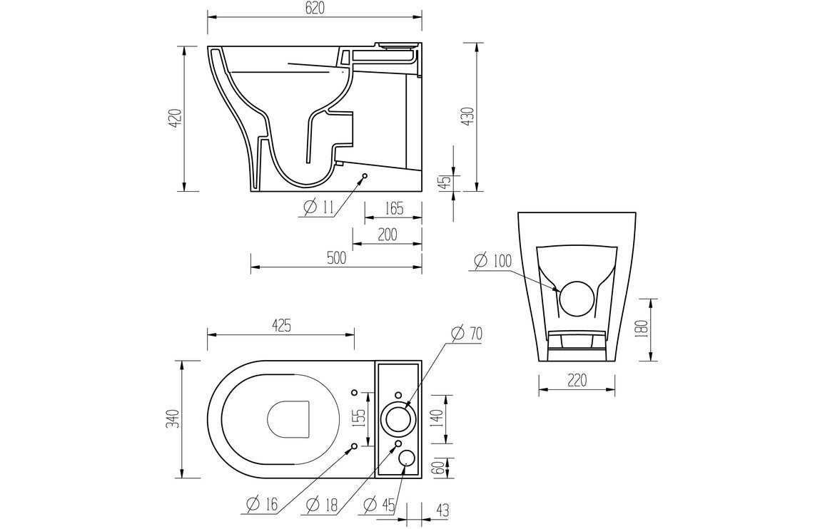 Lilibet Rimless Close Coupled Fully Shrouded WC & Soft Close Seat-Toilets-DIPTP0288-