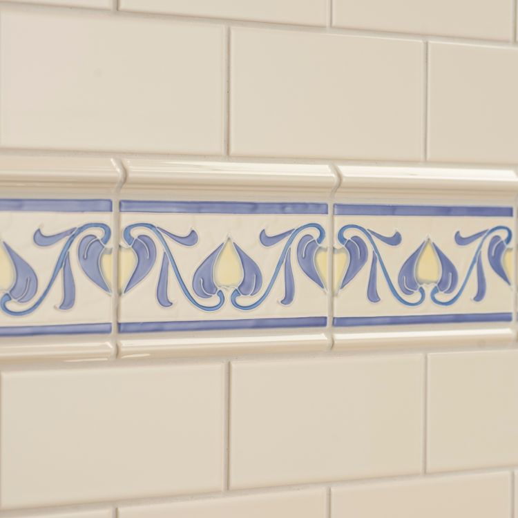 Original Style Artworks Lilium Tube-Lined Border Tile on County White