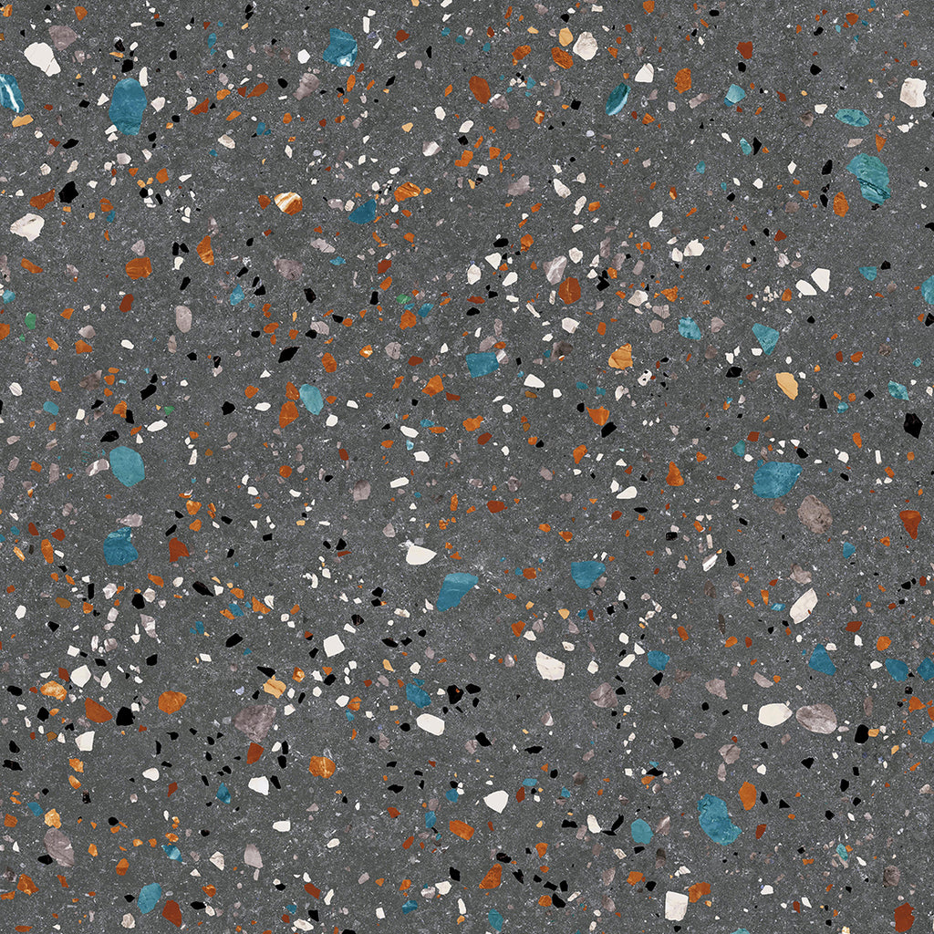 London Terrazzo Charcoal Porcelain Tile 60x60cm