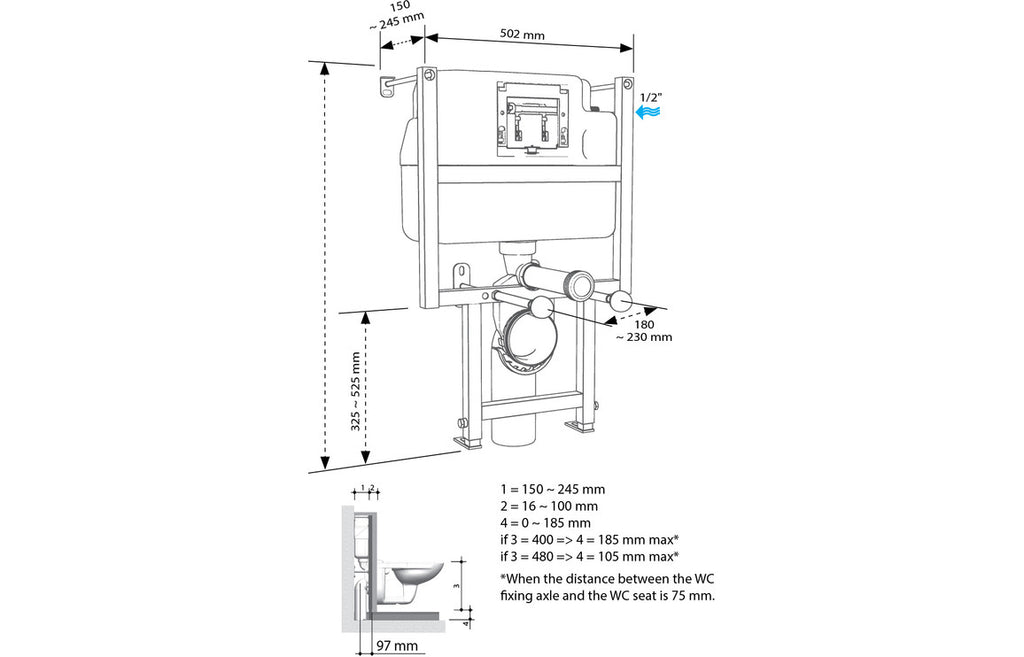 Low Height WC Frame-Frames, Flushplates & Cisterns-DIAC0288-
