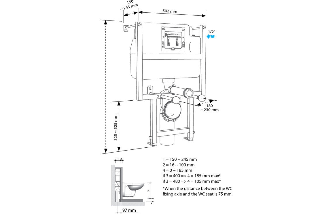 Low Height WC Frame-Frames, Flushplates & Cisterns-DIAC0288-