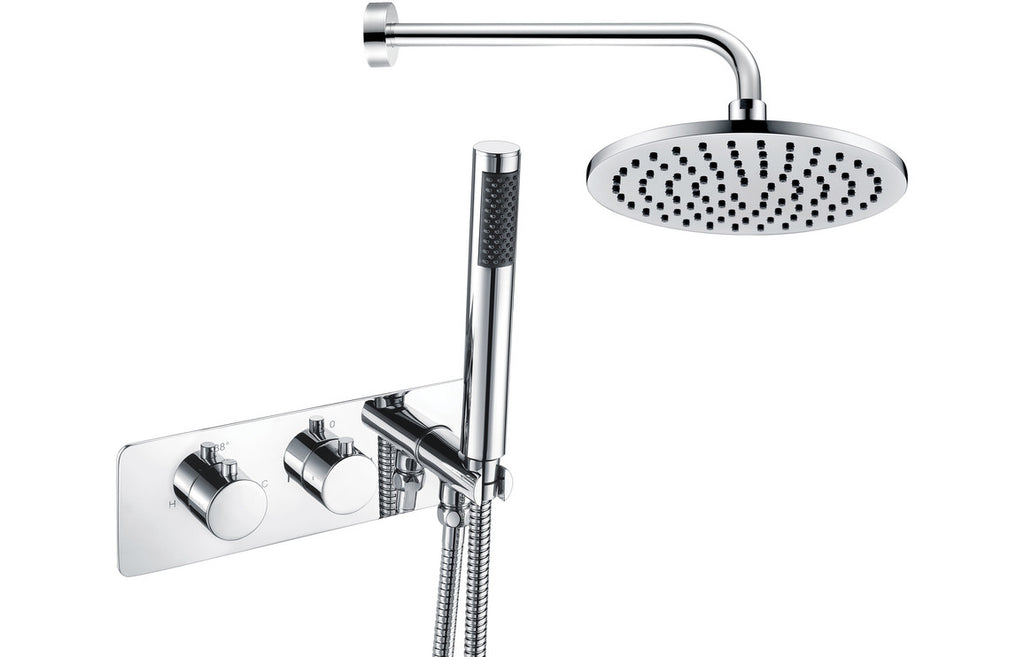 Lyra Shower Pack One - Two Outlet Twin Shower Valve with Handset & ABS Overhead-Shower Sets-DICMP0102-