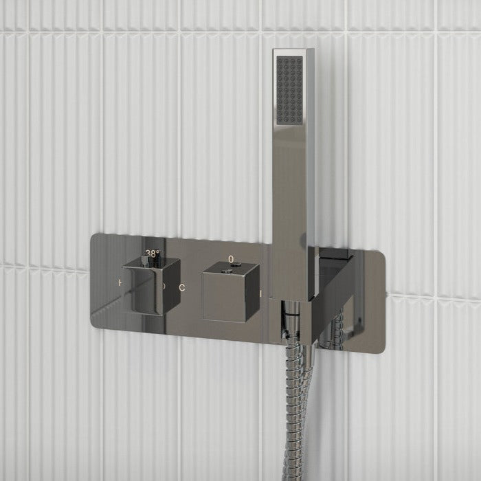 Lyra Shower Pack One - Two Outlet Twin Shower Valve with Handset & ABS Overhead-Shower Sets-DICMP0112-