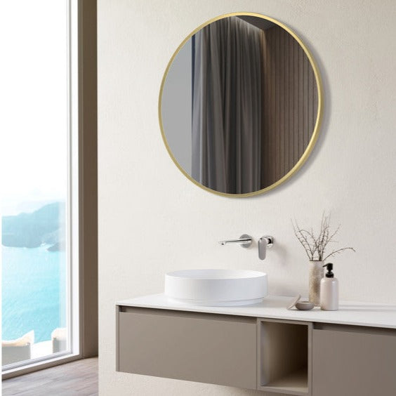 Mai Round Mirror - Brushed Brass-Mirrors-DIMR0036-