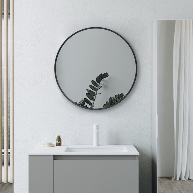 Mai Round Mirror - Matt Black-Mirrors-DIMR0034-