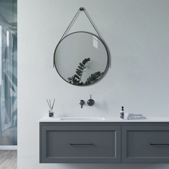 Mako 600mm Round Mirror - Matt Black-Mirrors-DIMR0044-