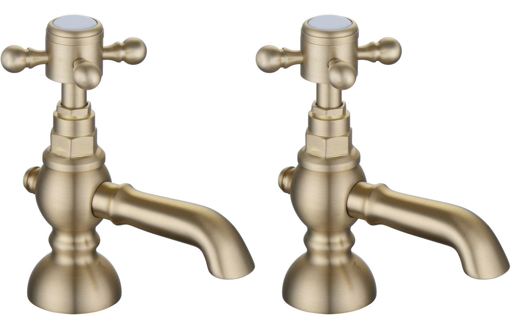 Marlow Basin Pillar Taps - Brushed Brass-Basin Taps-DIB2286-