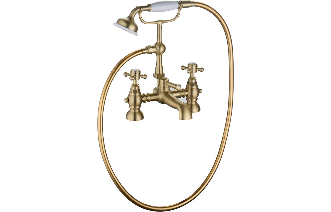 Marlow Bath/Shower Mixer & Shower Kit - Brushed Brass-Bath Taps-DITB1112-