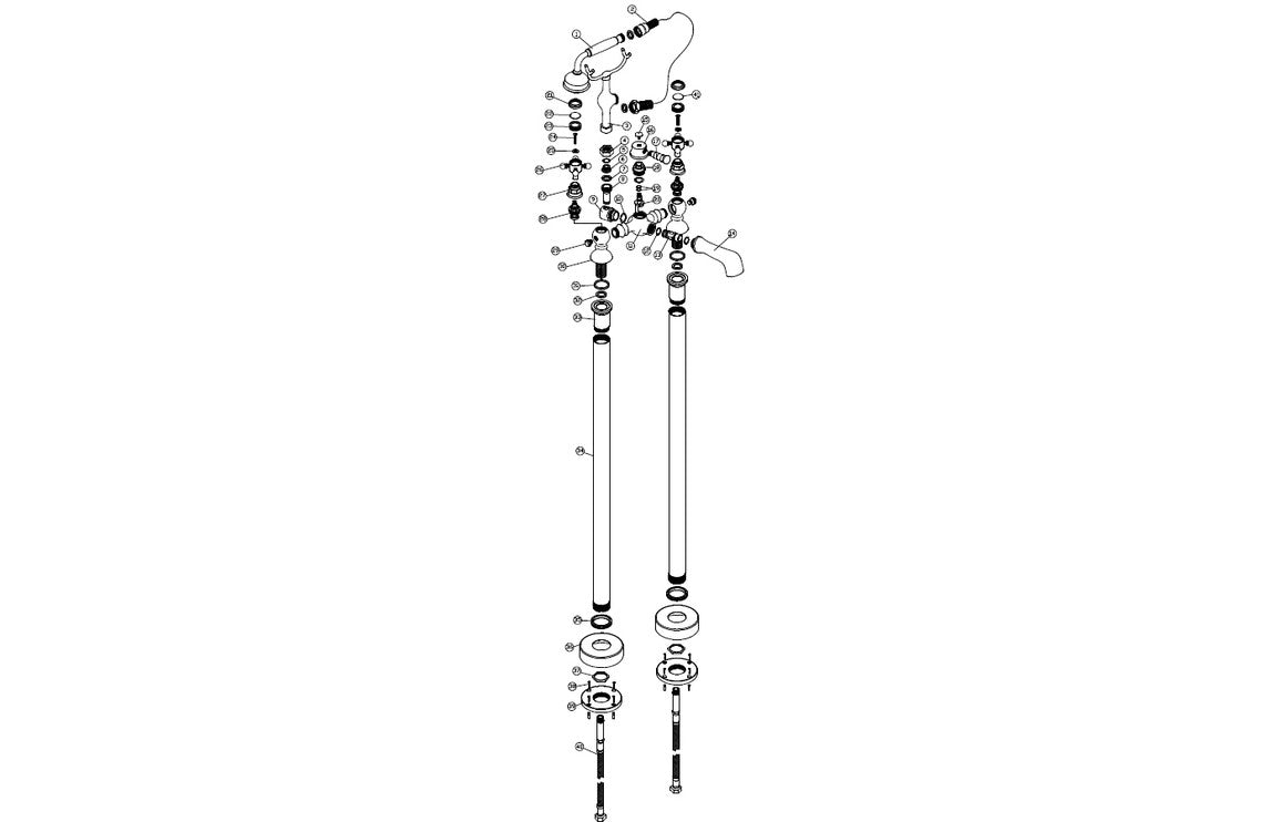 Marlow Floor Standing Bath/Shower Mixer & Shower Kit - Brushed Brass-Bath Taps-DITB1114-