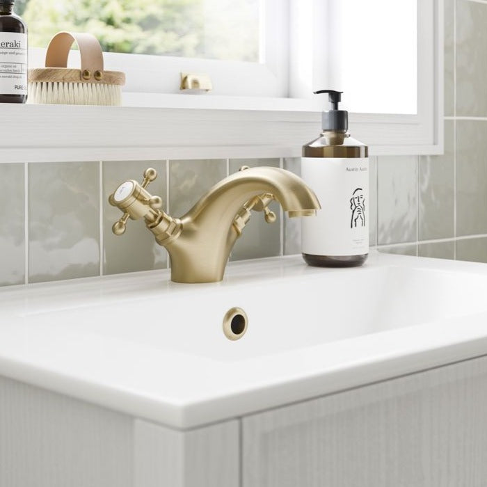 Marlow Mono Basin Mixer Brushed Brass-Basin Taps-DITS1336-