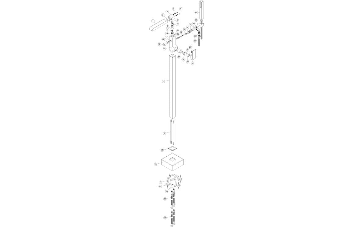 Marne Floor Standing Bath/Shower Mixer - Chrome-Bath Taps-DITB1102-