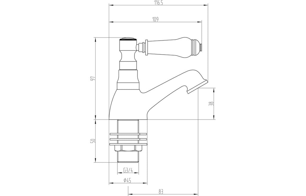 Matelica Bath Pillar Taps - Chrome-Bath Taps-DITB2222-
