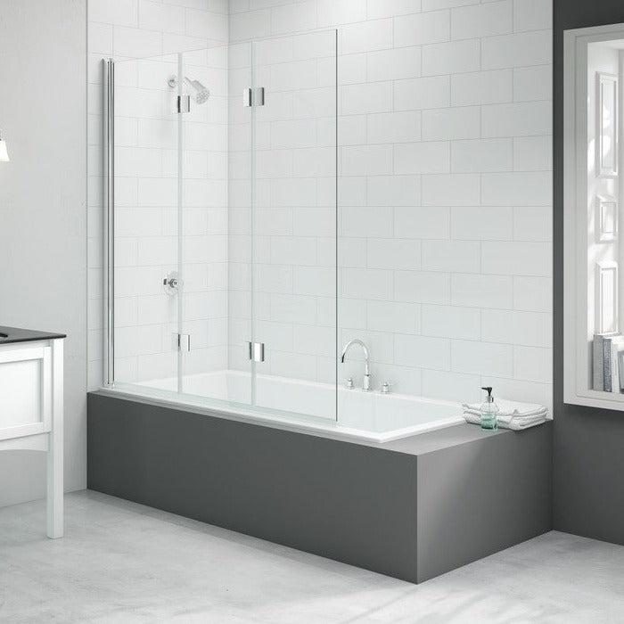 Merlyn 1400x1500mm 3-Panel Folding Hinged Bath Screen-Bath Screens-DIBS0032-