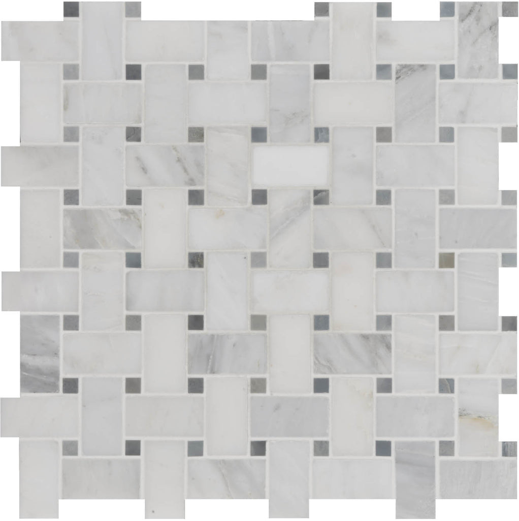 Nimbus Basket Weave Grey Stone Mosaic Floor & Wall Tile 30x30cm-