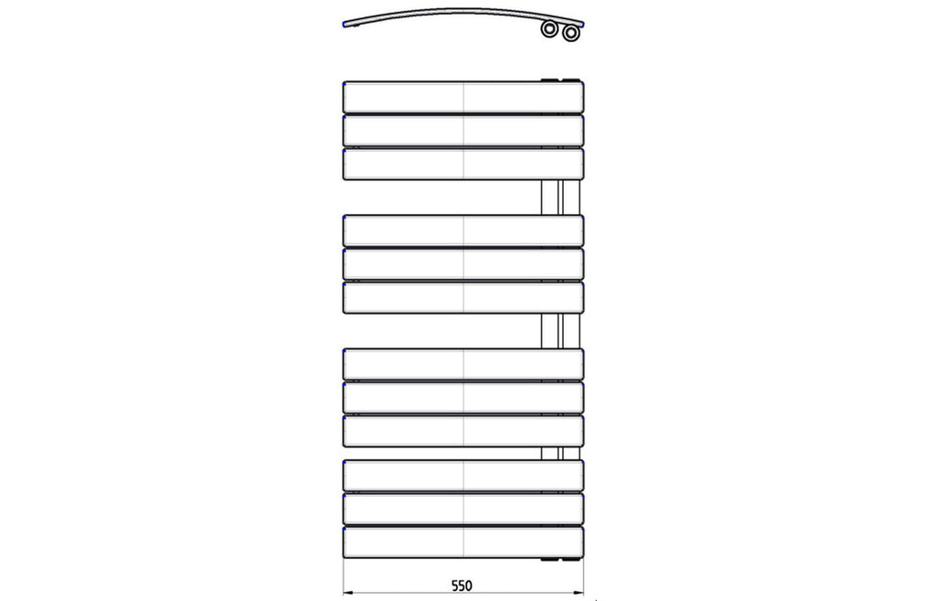 Nokou Curved Panel Ladder Radiator (550x1080x49mm)-Heating-DIRA206-