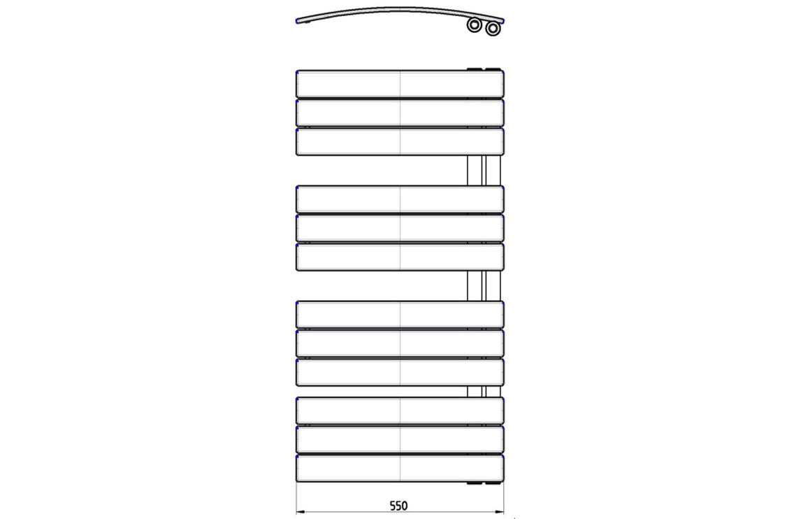 Nokou Curved Panel Ladder Radiator (550x1080x49mm)-Heating-DIRA206-