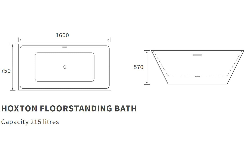 Norfolk Freestanding Bath 1600mm-Baths-DIBF0066-