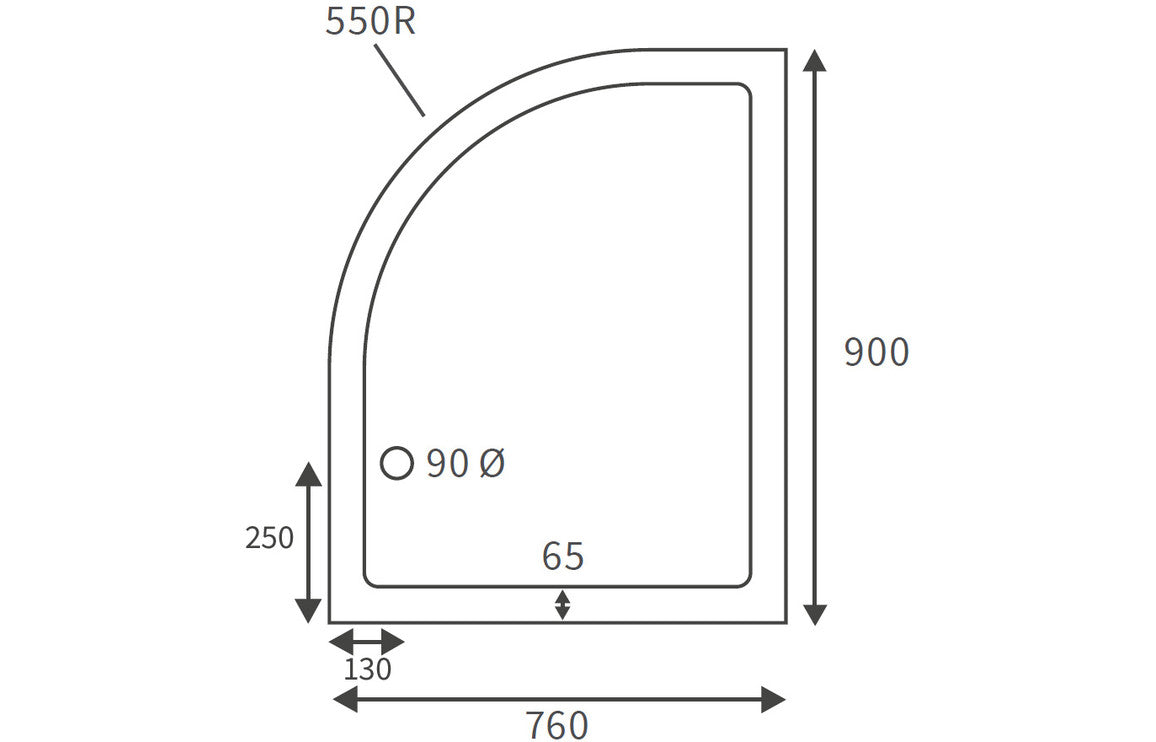 Offset Quadrant Shower Tray & Waste-Shower Trays-CAPST5133-