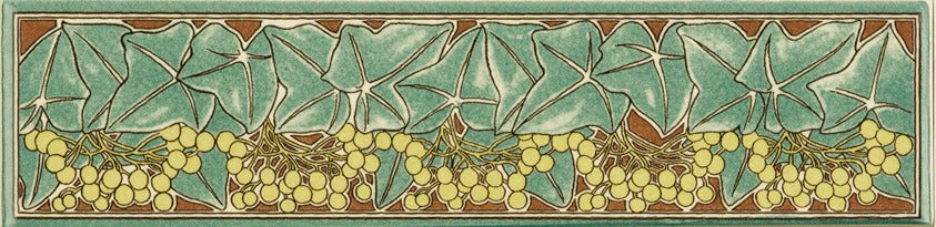 Original Style Artworks Alphonse Mucha Ivy Quarter Tile on County White-