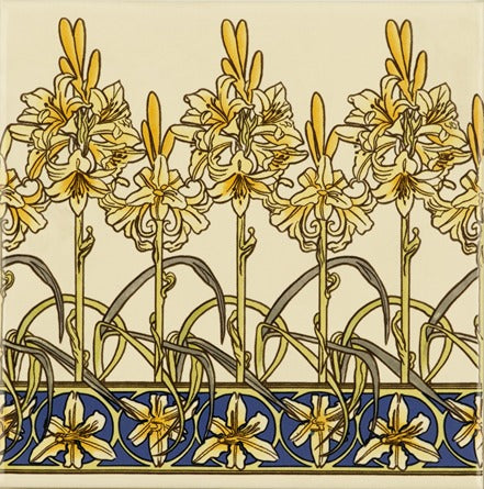 Original Style Artworks Alphonse Mucha Orchid On County White-