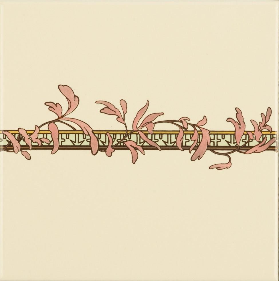Original Style Artworks Alphonse Mucha Spring Border Tile on County White-