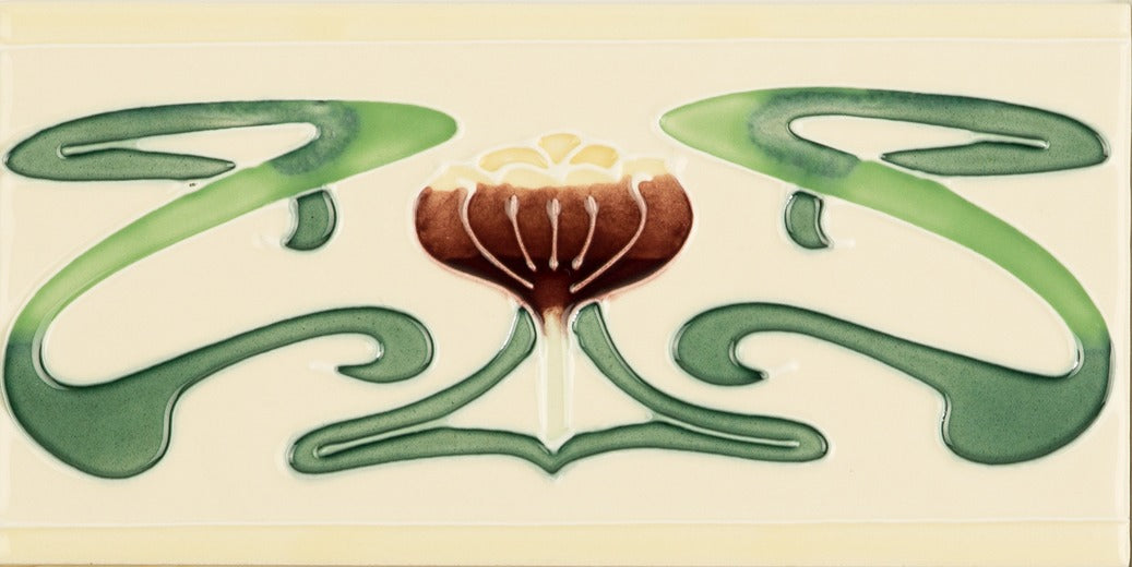 Original Style Artworks Belle Epoque Border Tube-Lined Border Tile on County White-