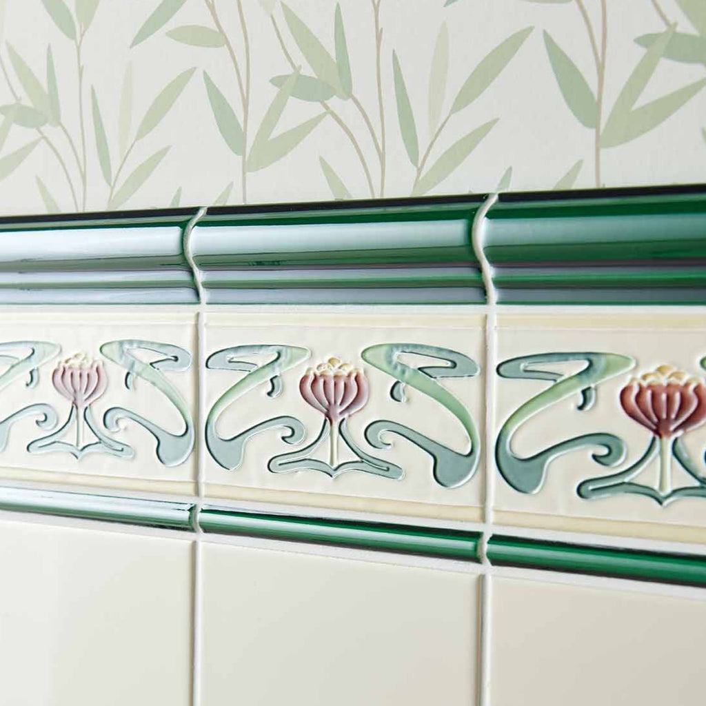 Original Style Artworks Belle Epoque Border Tube-Lined Border Tile on County White-