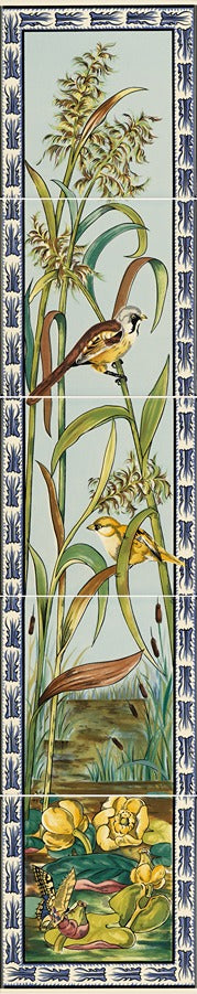 Original Style Artworks Birds and Butterfly 5-Tile Panels-Birds And Butterfly-IM-0016430