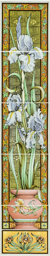 Original Style Artworks Blue Iris 5-Tile Set On Brilliant White-