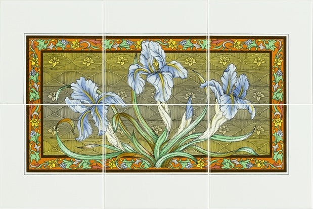 Original Style Artworks Blue Iris 6-Tile Panel On Brilliant White-