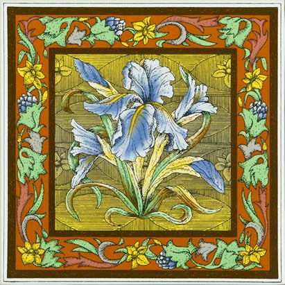 Original Style Artworks Blue Iris Single Tile On Brilliant White-
