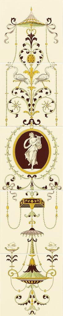 Original Style Artworks Cameo Carousel 5-Tile Panel-With Harp-IM-0002380