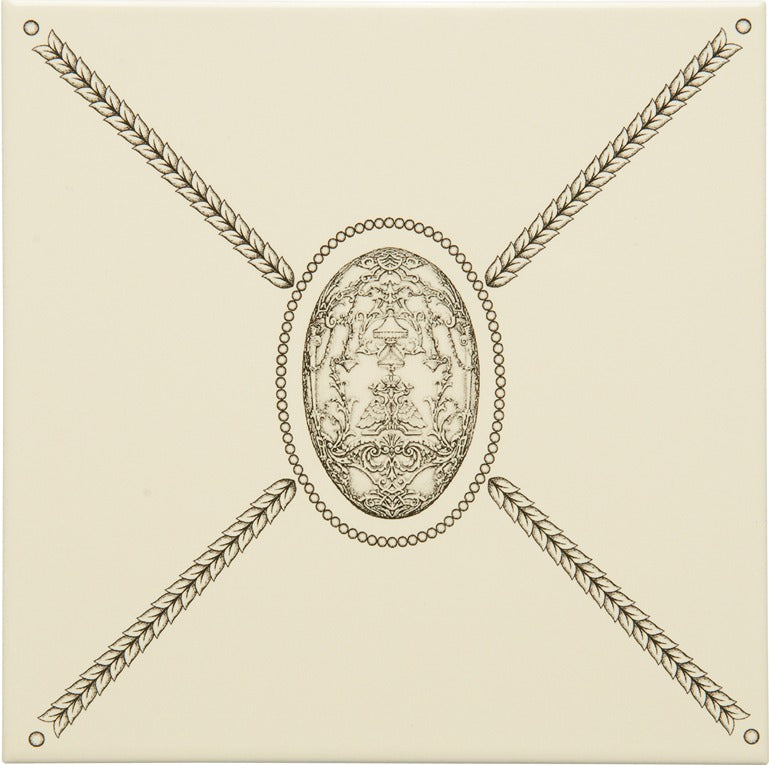 Original Style Artworks Cartouche with Egg Charcoal Grey on County White-
