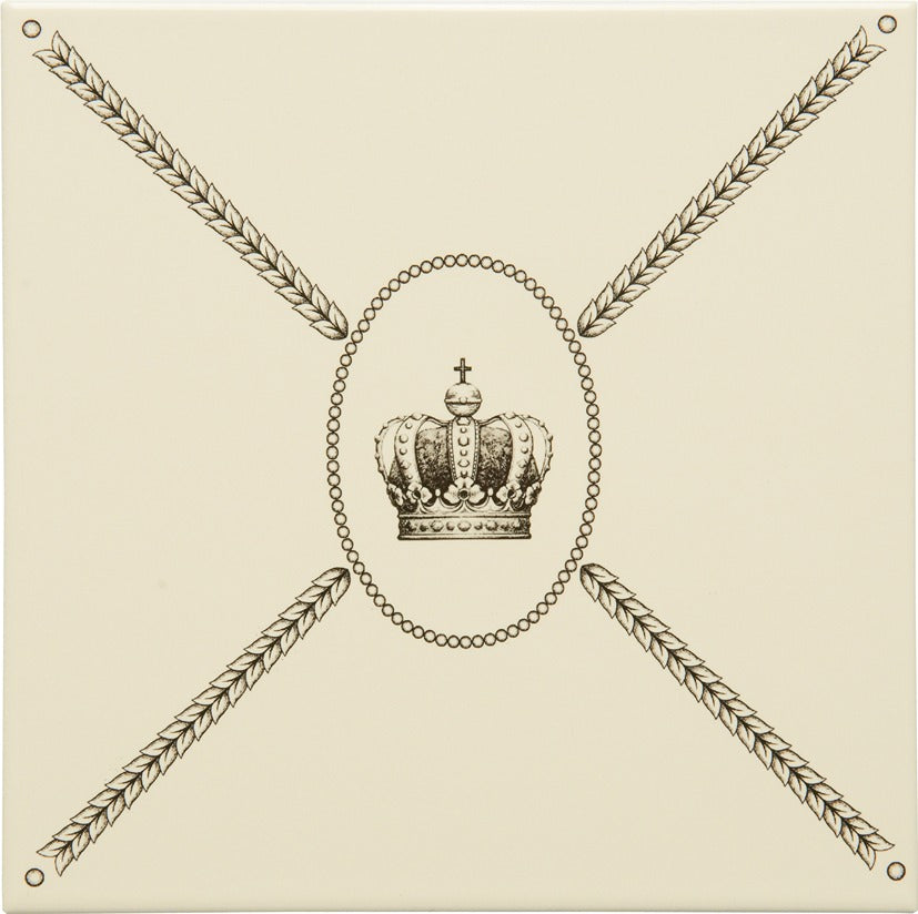 Original Style Artworks Cartouche with Sovereign Crown Charcoal Grey on County White-