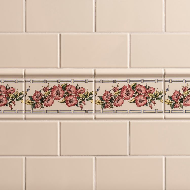 Original Style Artworks Corded Poppies Red Classical Decorative Border on County White-