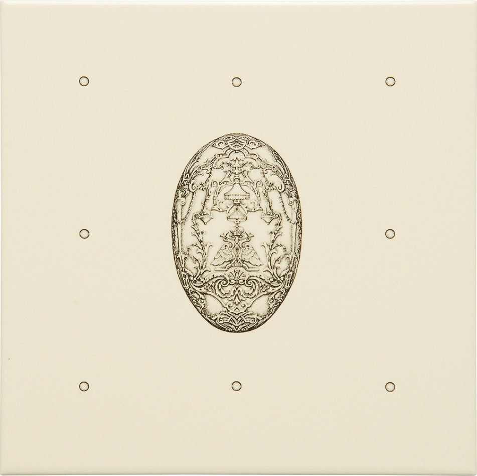 Original Style Artworks Dot Cartouche with Egg Charcoal Grey on County White-