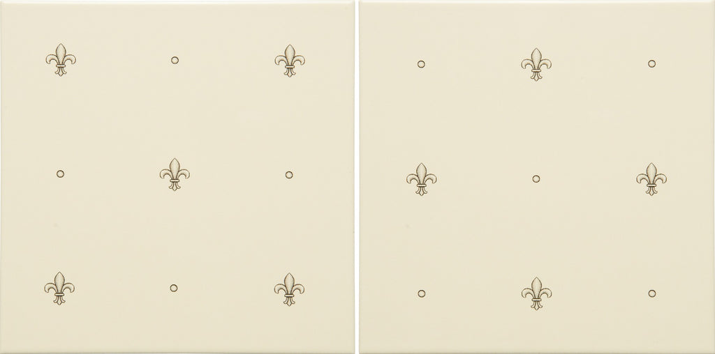 Original Style Artworks Fabergé Fleur de Lis 2-tile Set Charcoal Grey on County White-