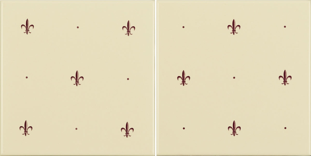Original Style Artworks Fleur de Lis 2-Tile Set-Burgundy on County White-IM-0002187