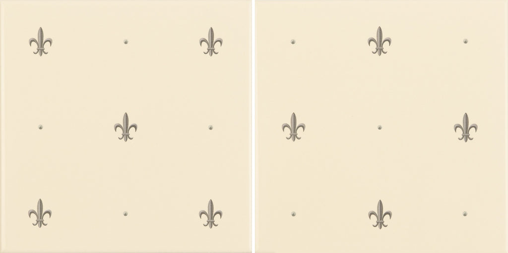 Original Style Artworks Fleur de Lis 2-Tile Set-Platinum on County White-IM-0001328