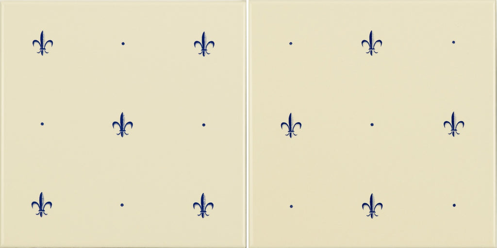 Original Style Artworks Fleur de Lis 2-Tile Set-Royal Blue on County White-IM-0015881