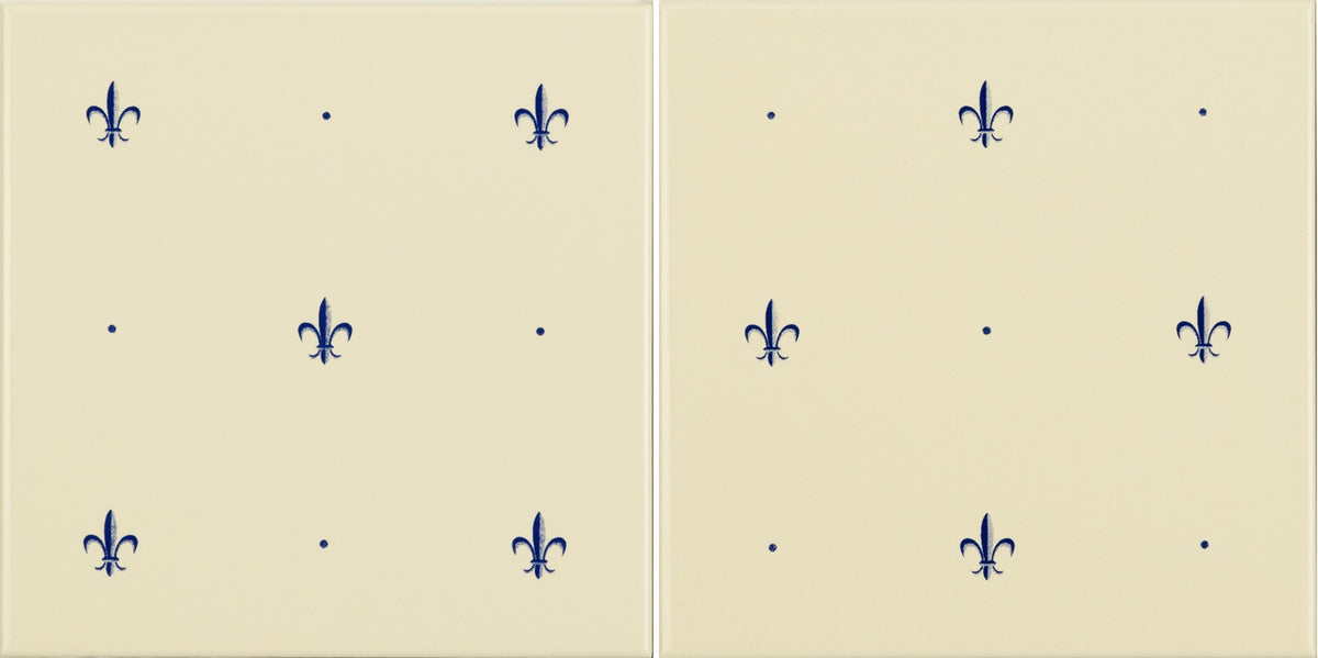 Original Style Artworks Fleur de Lis 2-Tile Set-Royal Blue on County White-IM-0015881