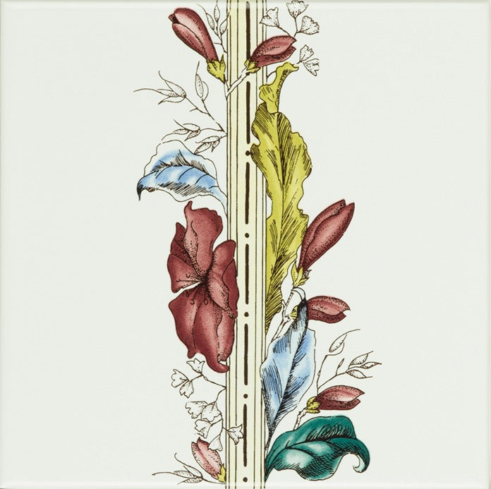 Original Style Artworks Flower and Foliage Border On Brilliant White-