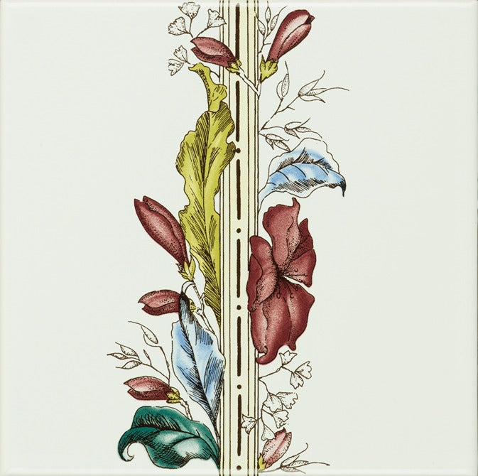 Original Style Artworks Flower and Foliage Border On Brilliant White-
