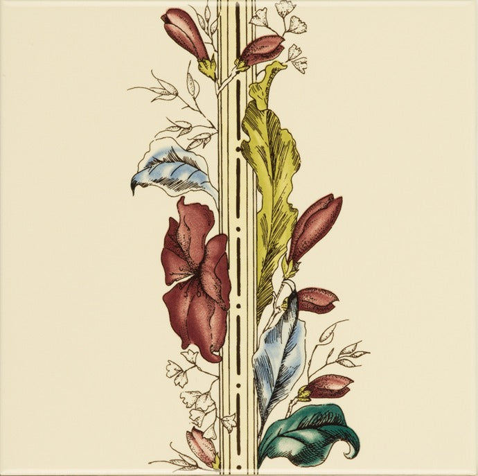 Original Style Artworks Flower and Foliage Border on County White (Flower Left)-