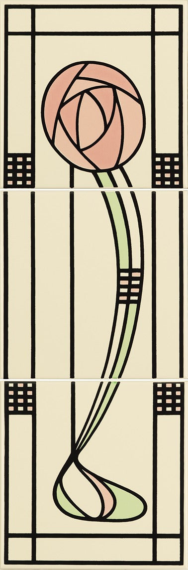 Original Style Artworks Glasgow Rose 3-Tile Panel-Left Hand Set-IM-0015936