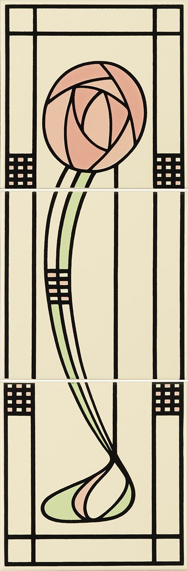Original Style Artworks Glasgow Rose 3-Tile Panel-Right Hand Set-IM-0012622