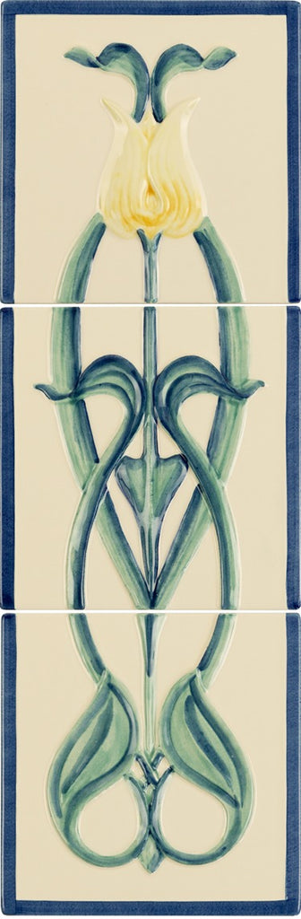 Original Style Artworks Henrietta Yellow Tulip 3-Tile Set on County White-